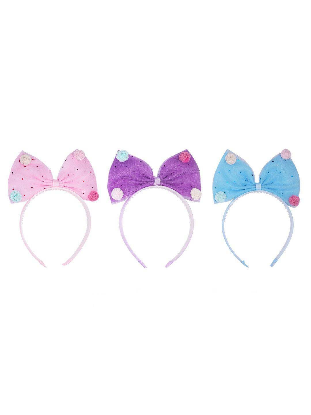 HAIR DRAMA CO. Girls Set of 3 Pom Pom Hair Bands