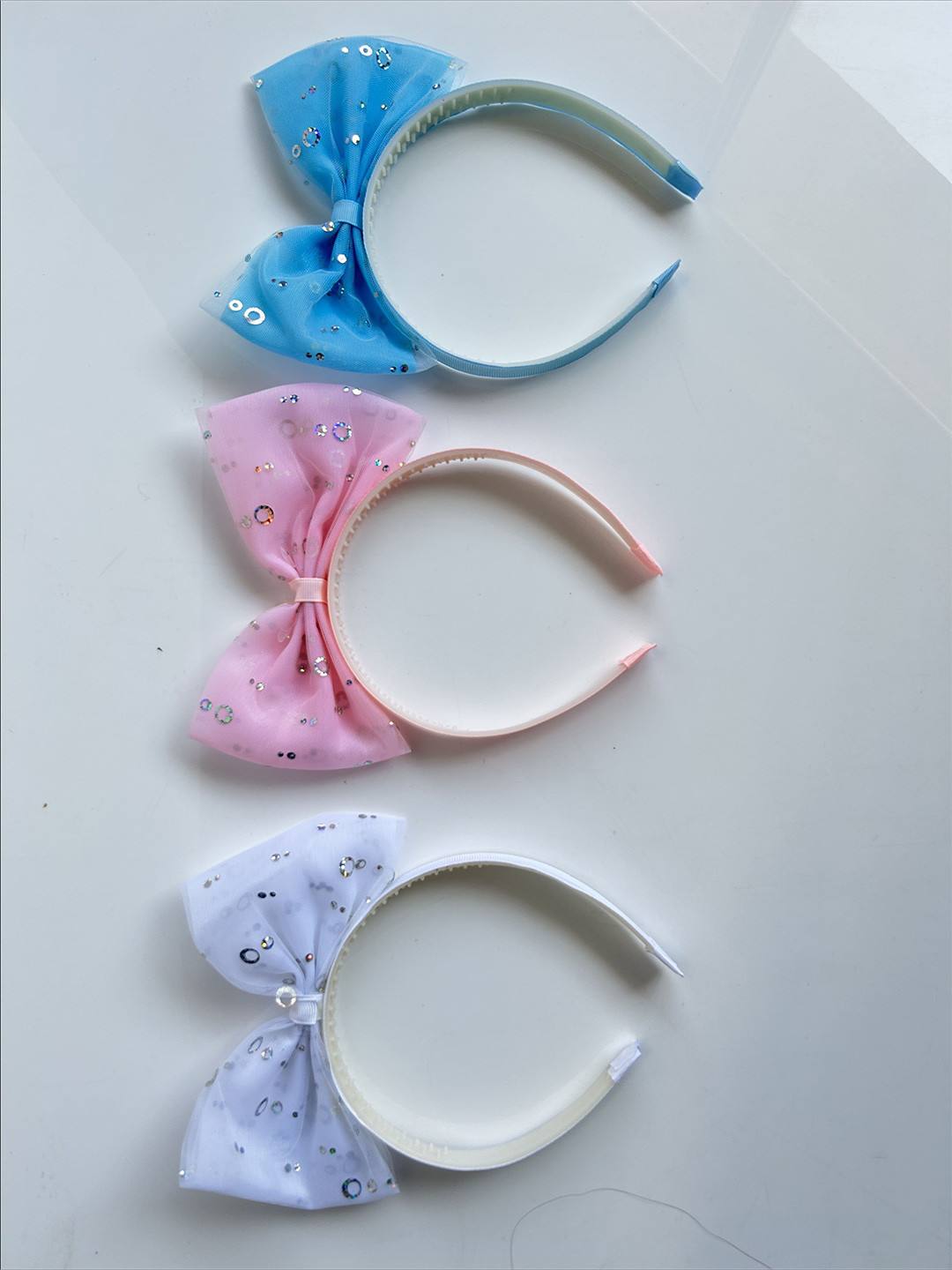 HAIR DRAMA CO. Women Set of 3 Pink & Blue Glitter Hair Bands
