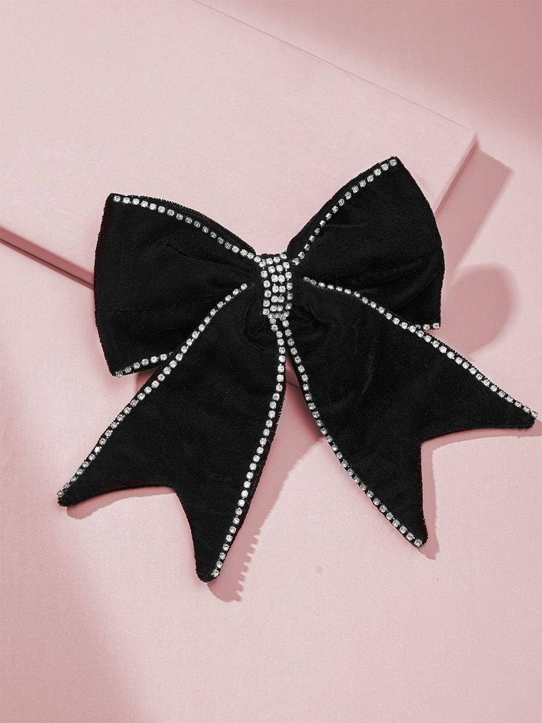 HAIR DRAMA CO. Women Velvet Embellished Hair Bow Ribbon Barrette Clip