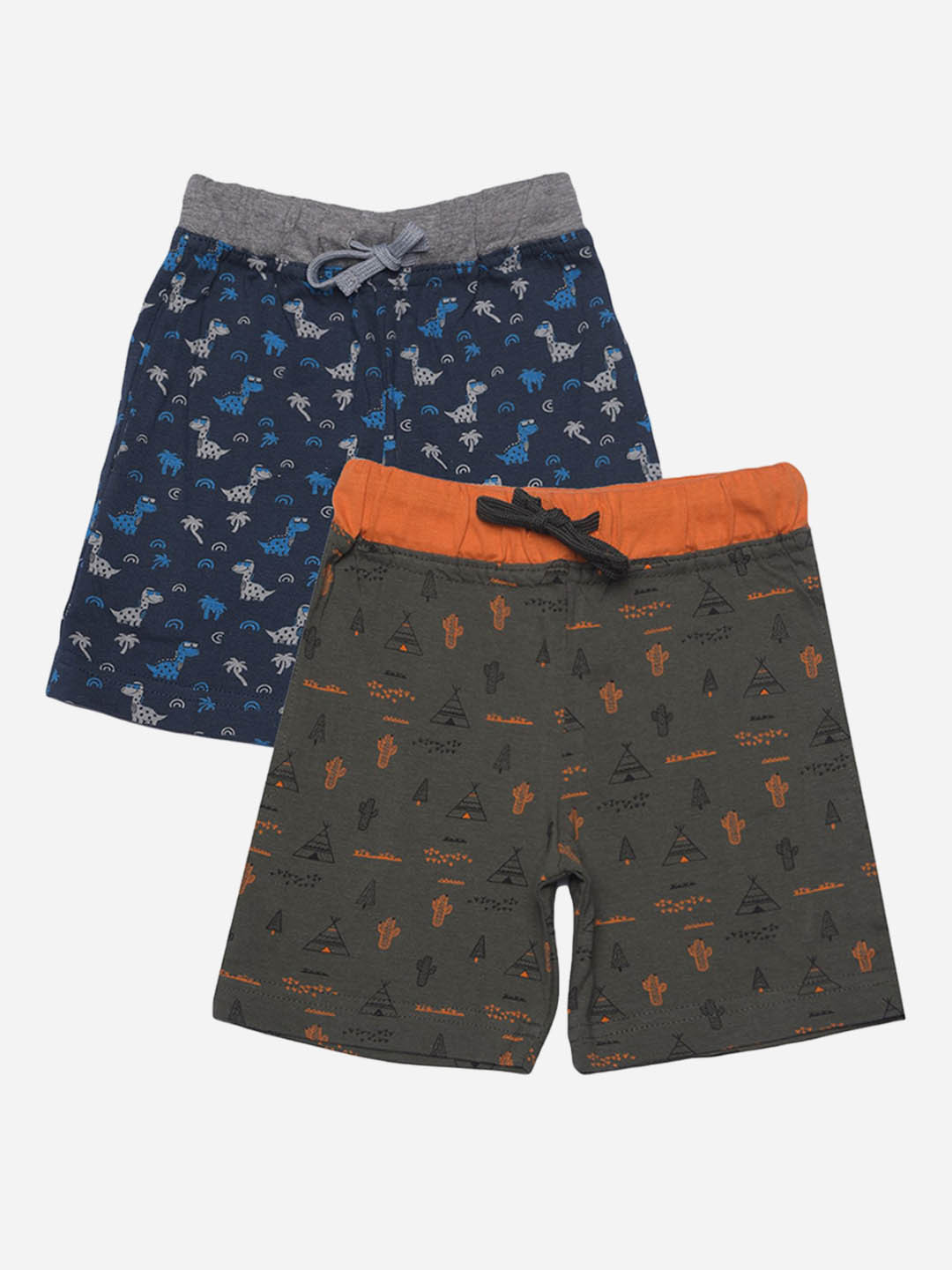 Dollar Champion Kidswear Pack of 2 Boys Printed Cotton Regular Fit Shorts