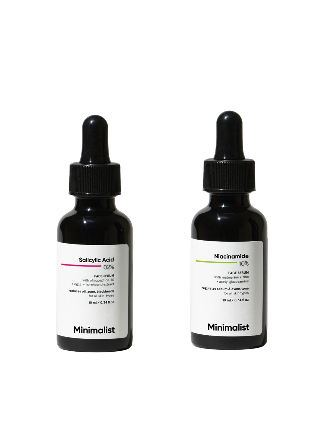 Minimalist Set of Salicylic Acid 2% & Niacinamide 10% Face Serum - 10 ml each