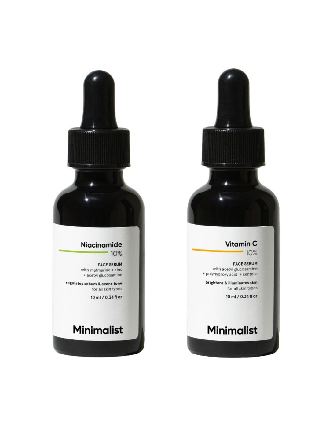 Minimalist Set of Vitamin C 10% & Niacinamide 10% Face Serum - 10 ml each