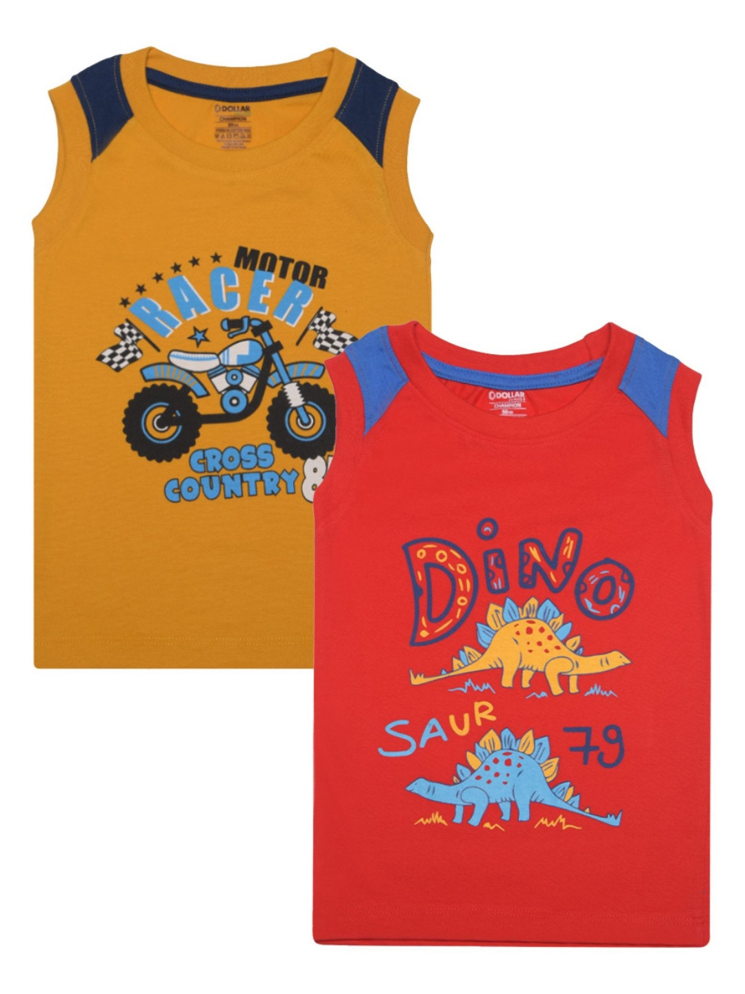 Dollar Champion Kidswear Boys Biker Pack Of 2 Printed T-shirt