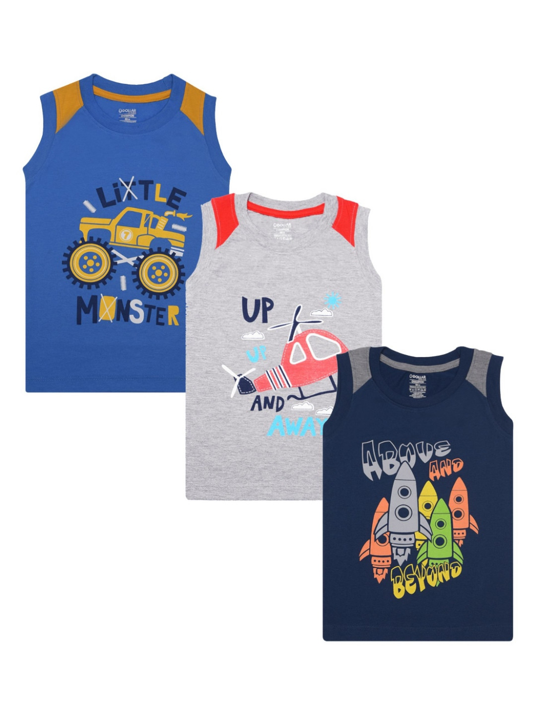Dollar Champion Kidswear Boys 3 Pack Of 2 Graphic Printed T-shirt