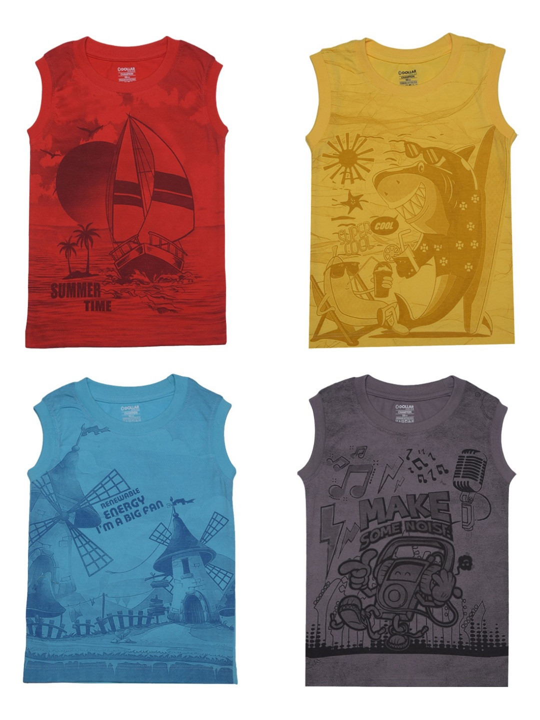 Dollar Champion Kidswear Boys Pack Of 4 Printed T-shirt