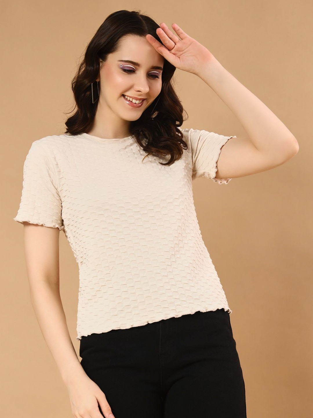 The Dry State Women Solid Round Neck T-Shirt