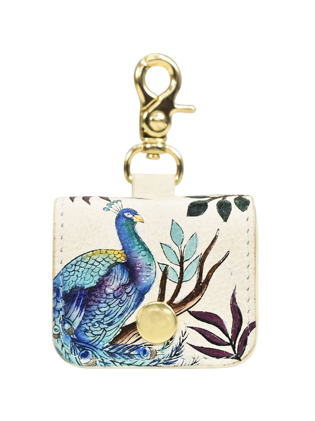 Anuschka Women Pretty Peacocks Hand Painted Leather Airpod Pro Case