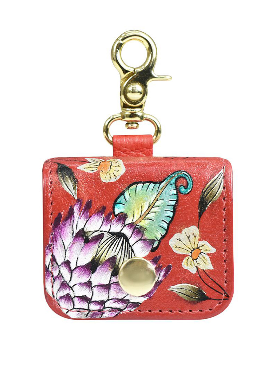Anuschka Women Crimson Garden Hand Painted Leather Airpod Pro Case