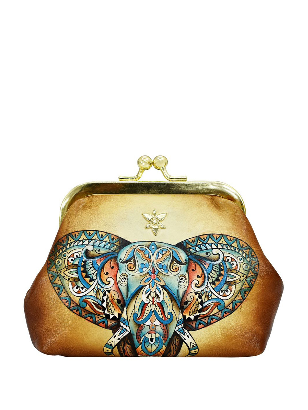 Anuschka Women's Elephant Mandala Handpainted Leather Clasp Pouch With Key Fobs