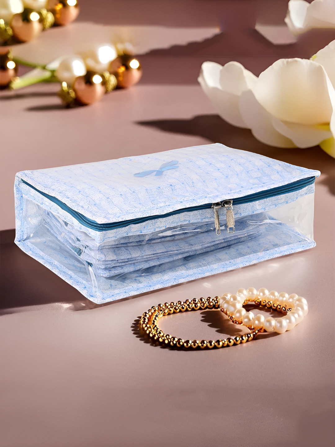 Kuber Industries Blue Regular Jewellery Kit with 13 Pouches Organisers