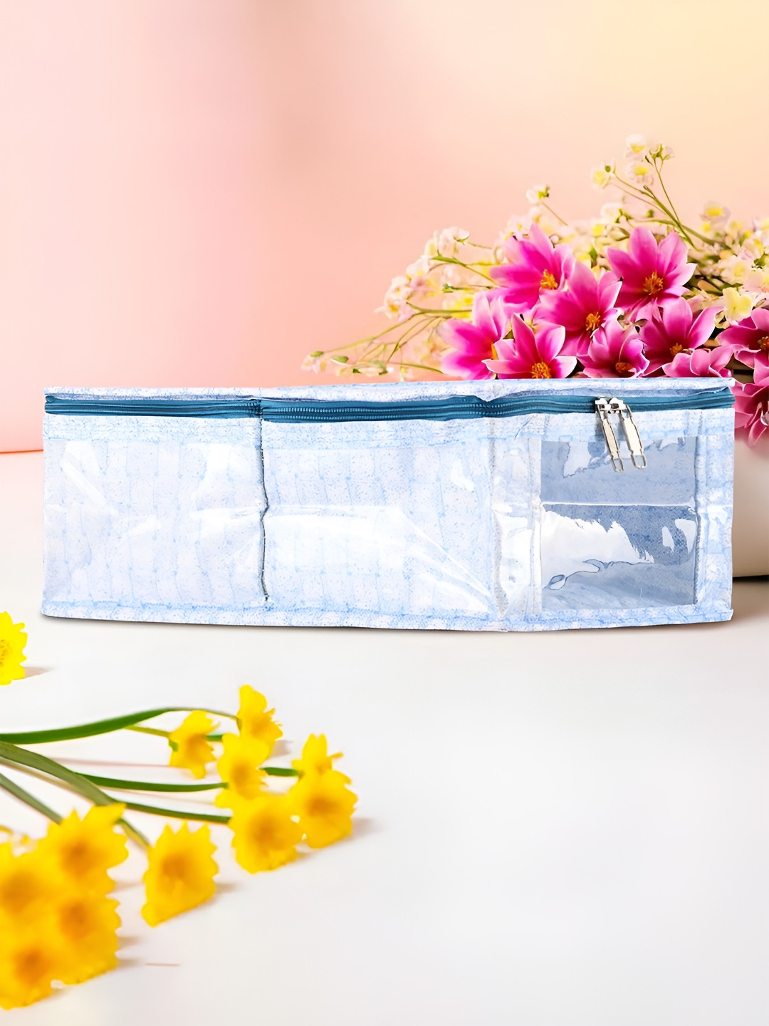 Kuber Industries Blue & Transparent Self Design Multi-Utility Organisers