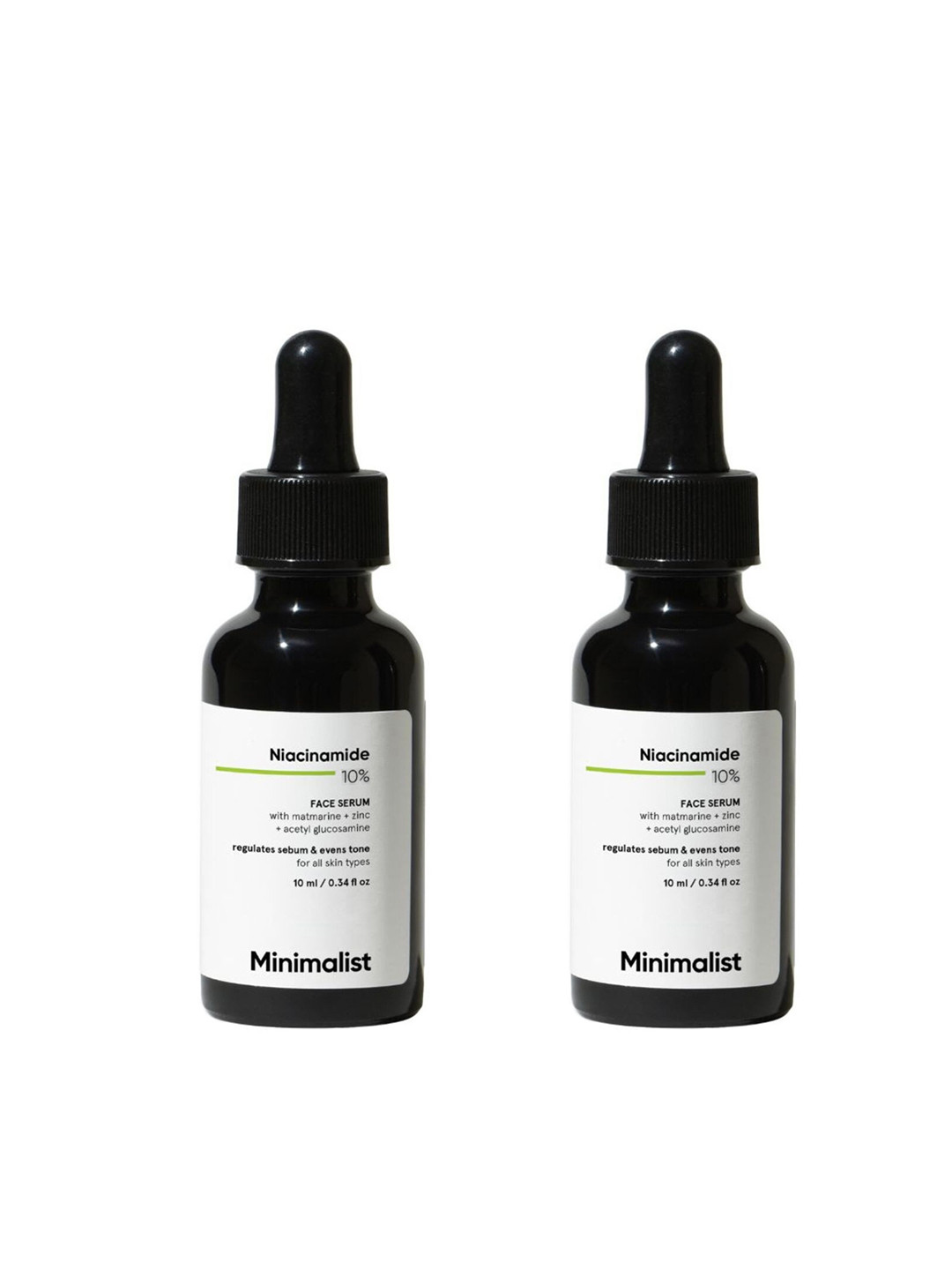 Minimalist Set of 2 Niacinamide 10% Face Serum for Regulating Sebum - 10 ml each