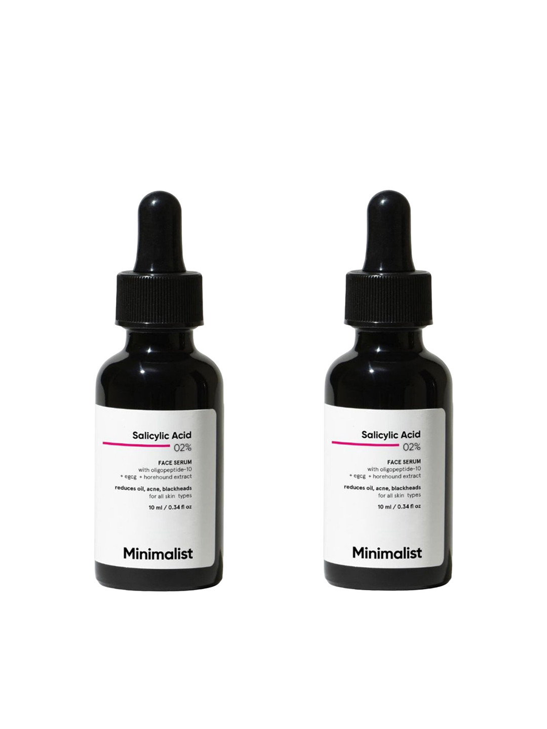 Minimalist Set of 2 Salicylic Acid 2% Face Serum for Acne Free Skin - 10 ml each