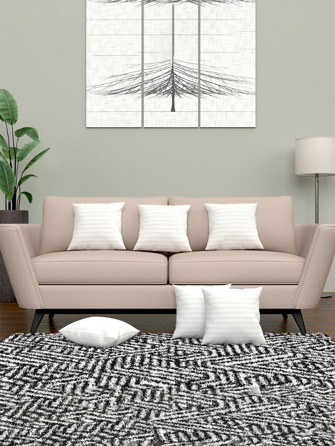 Kuber Industries White 6 Pieces Pre Filled Cushions