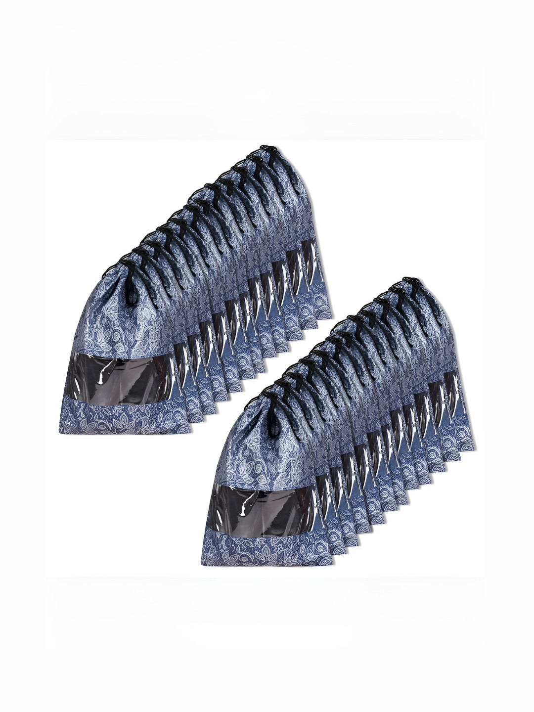 Kuber Industries Navy Blue 24 Pieces  Printed Shoe Bags With Clear Window