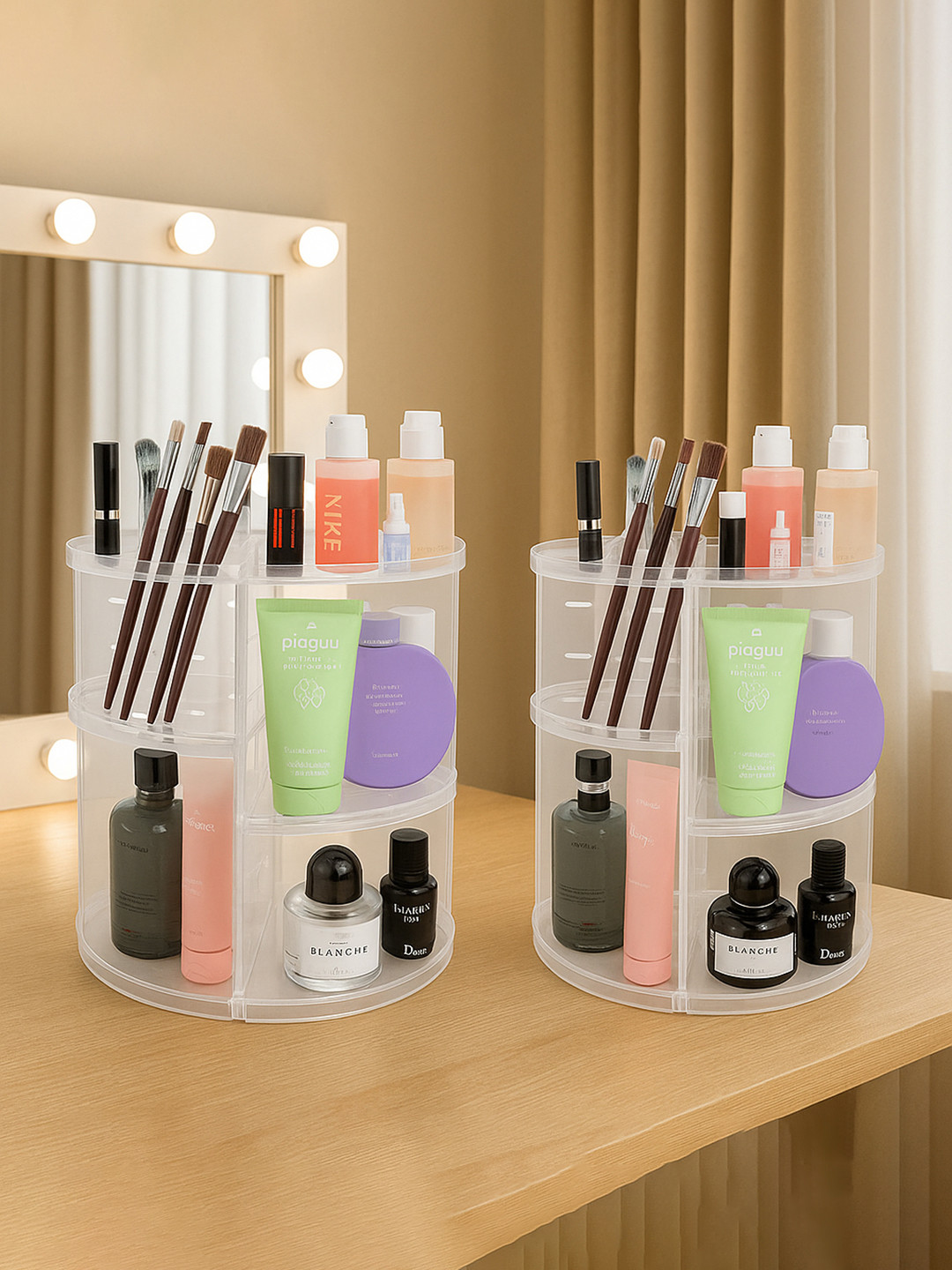 Kuber Industries Transparent 2 Pieces Makeup Organisers