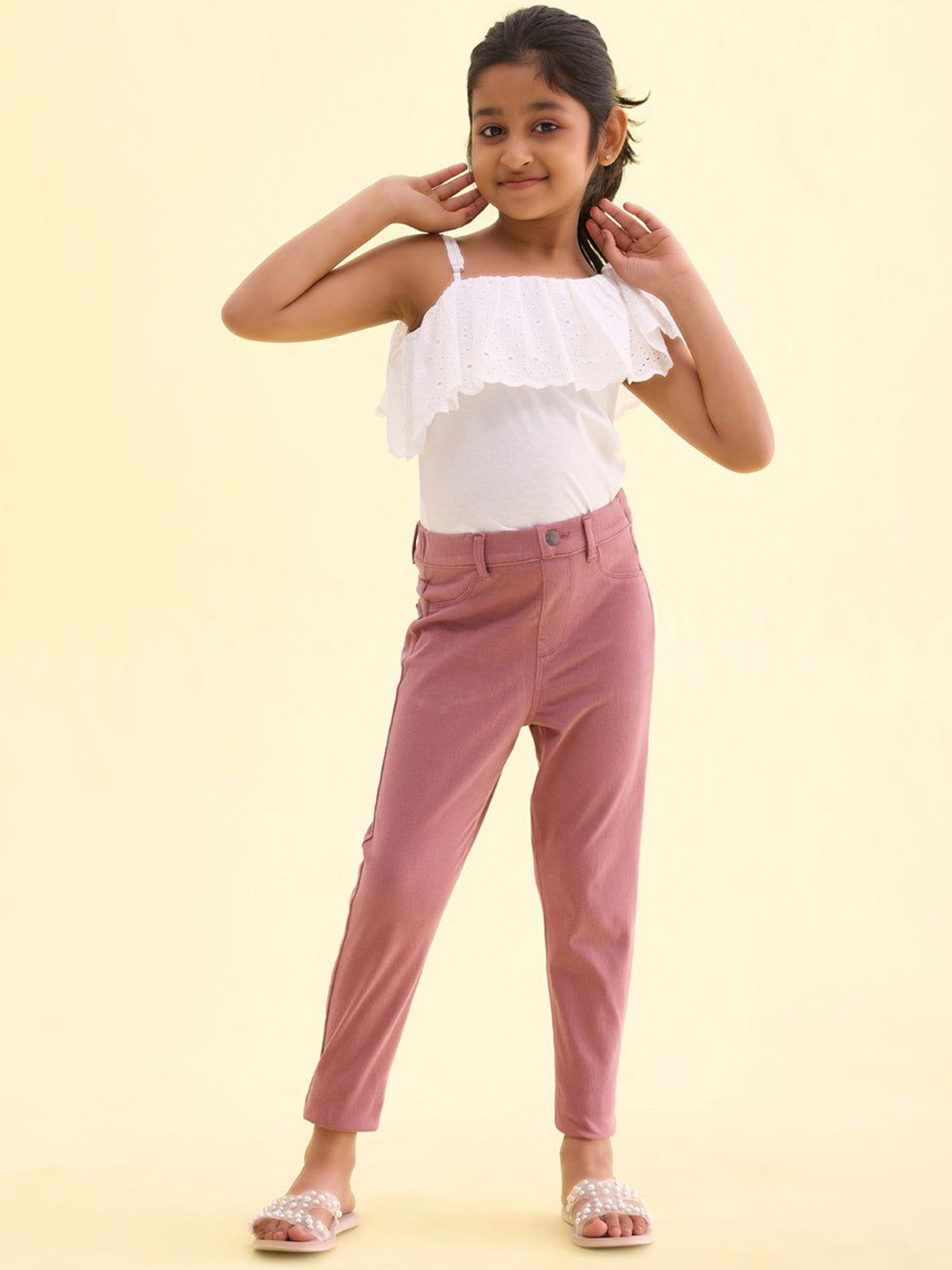 Go Colors Girls Solid Slip On Slim Fit Jeggings