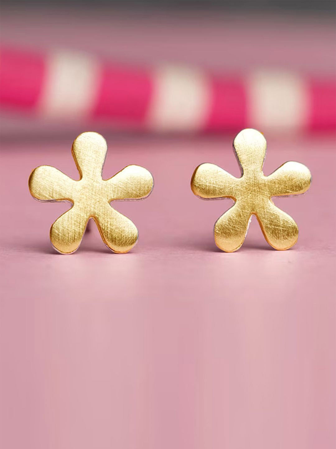 Goldnera Flower Shaped Brass Studs Earrings