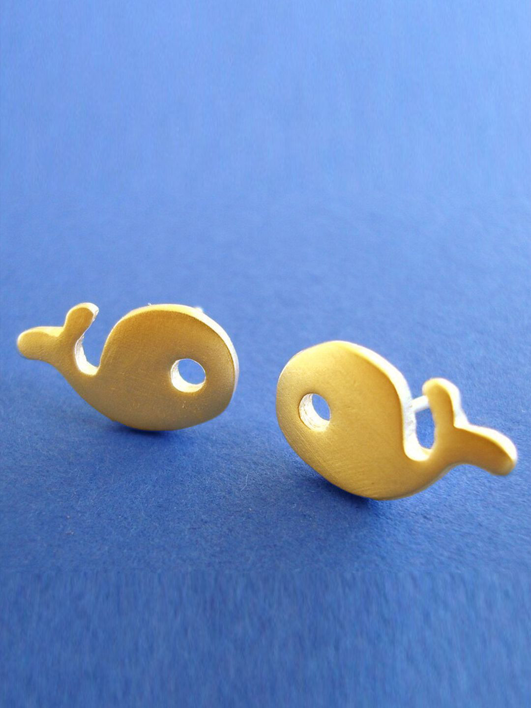 Goldnera Fish Small Brass Studs Earrings