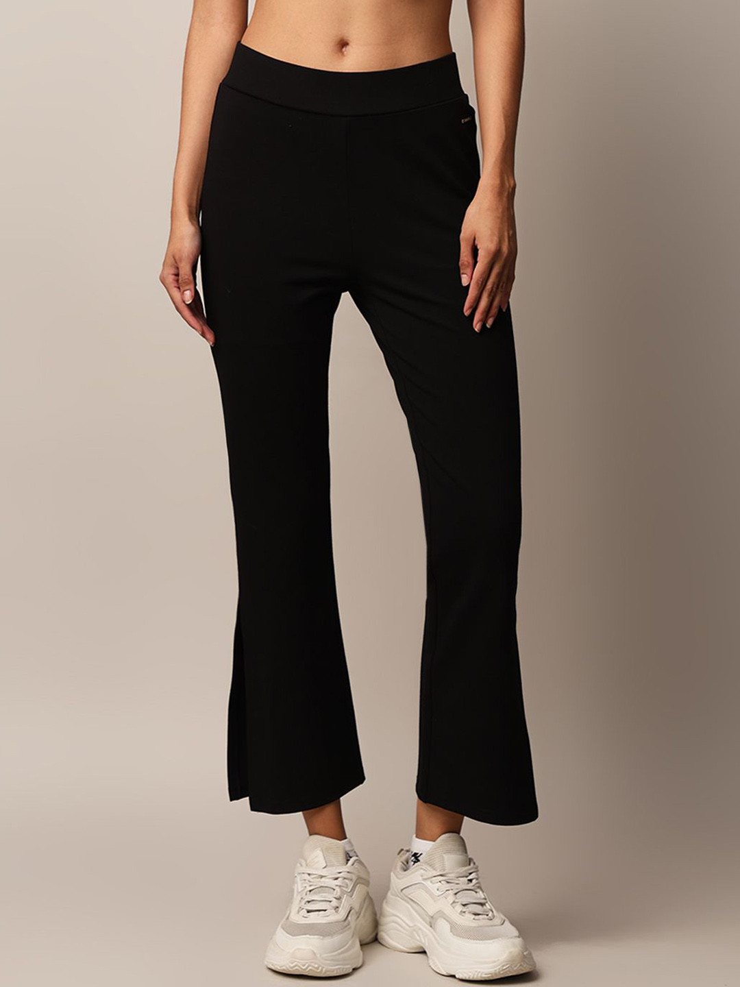 ONLY Women Flared Mid-Rise Flat-Front Bootcut Trousers
