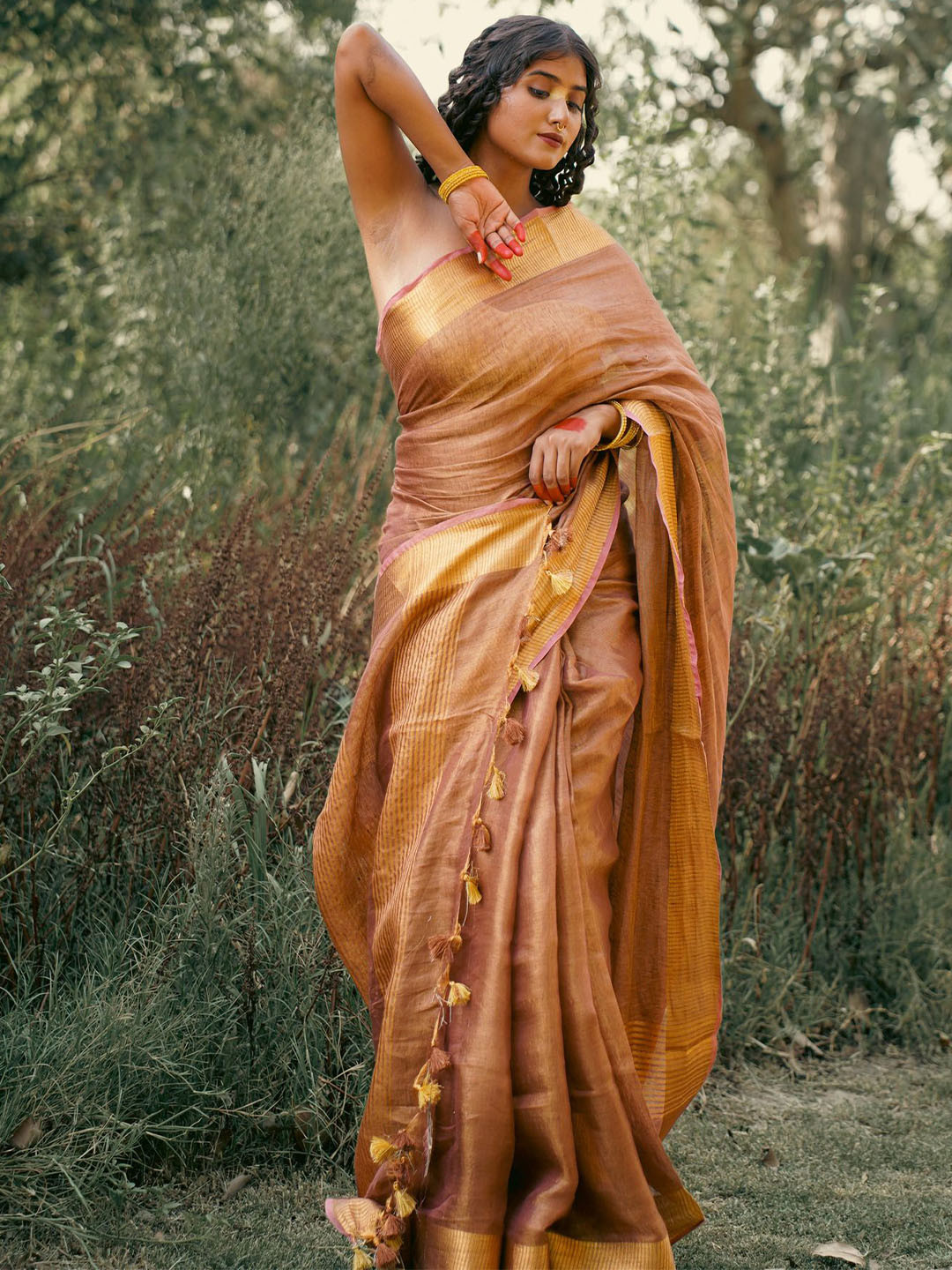 Apaapi Threads of glory Zari Tissue Saree