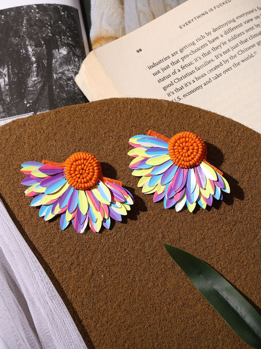 VENI Beaded Contemporary Drop Earrings
