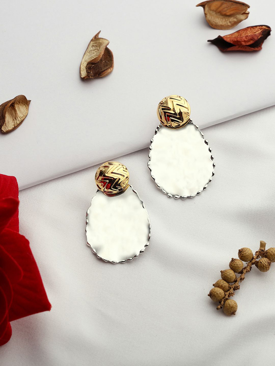 VENI Gold-Plated Stainless Steel Dual Tone Drop Earrings