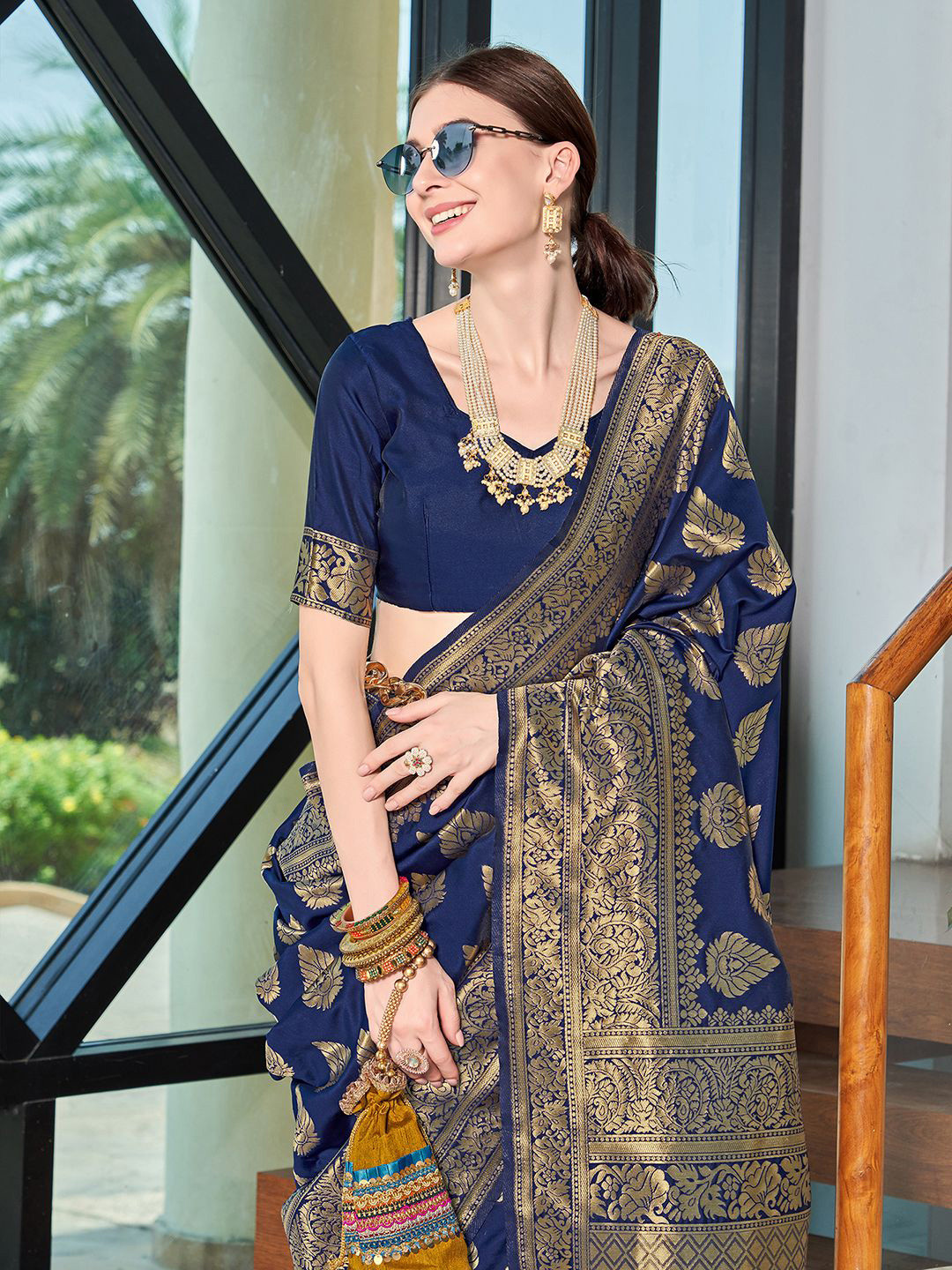 KALINI Ethnic Motifs Zari Banarasi Saree