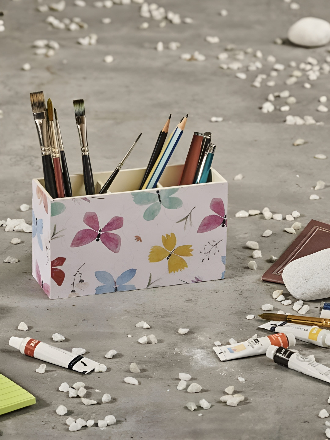 A Tiny Mistake White & Pink Printed Wooden Utility Holder