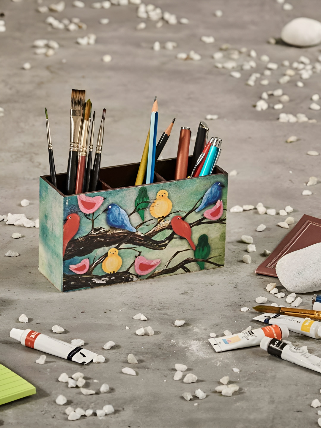 A Tiny Mistake Green & Blue Printed Wooden Utility Holder