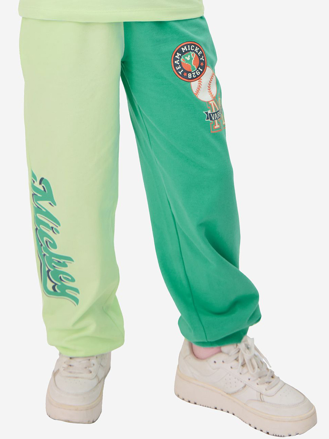 The Souled Store Girls Mickey Mouse Printed Cotton Mid-rise Joggers