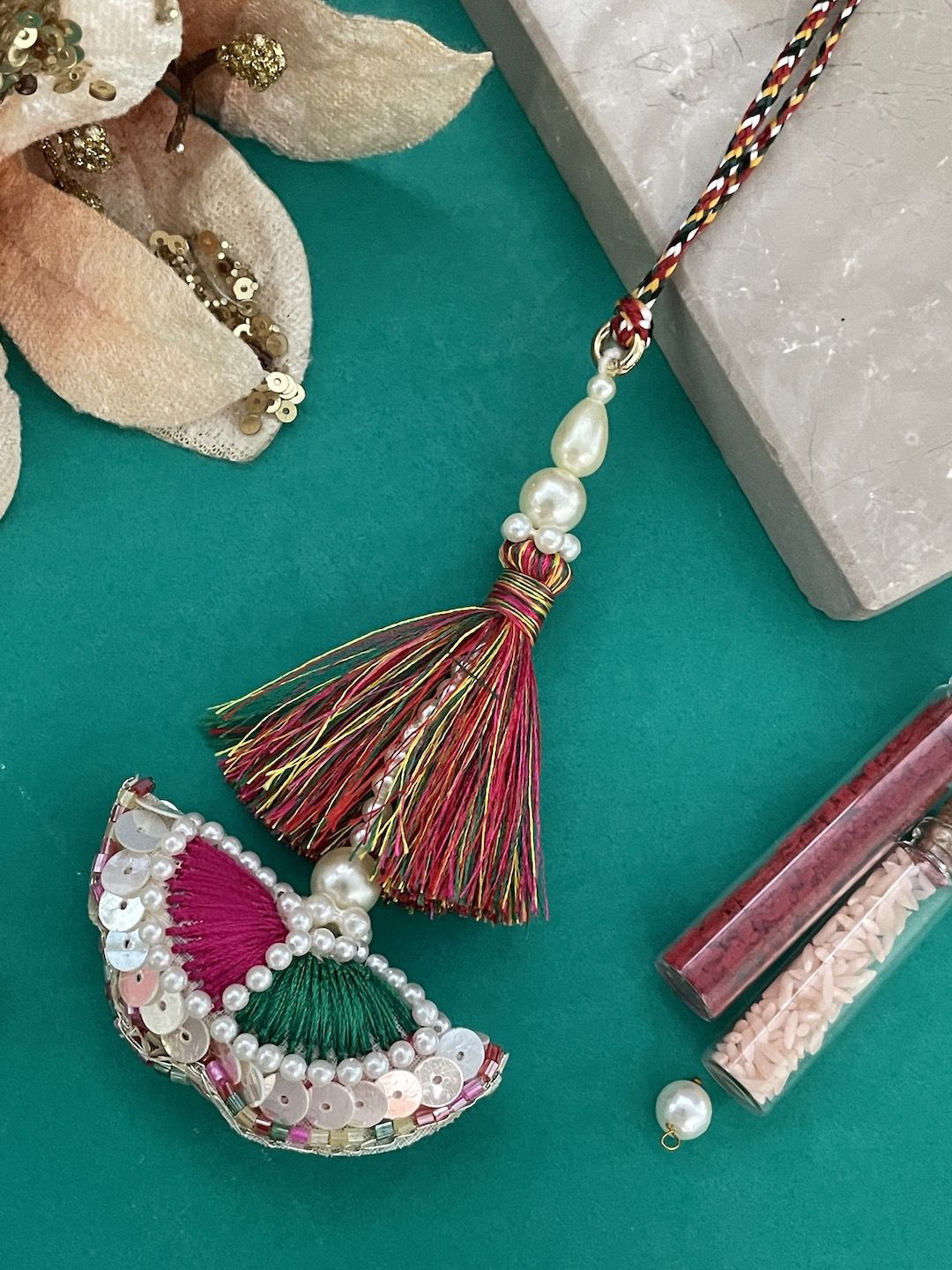 Digital Dress Room Tassel & Pearls Beads Latkan Lumba Rakhis