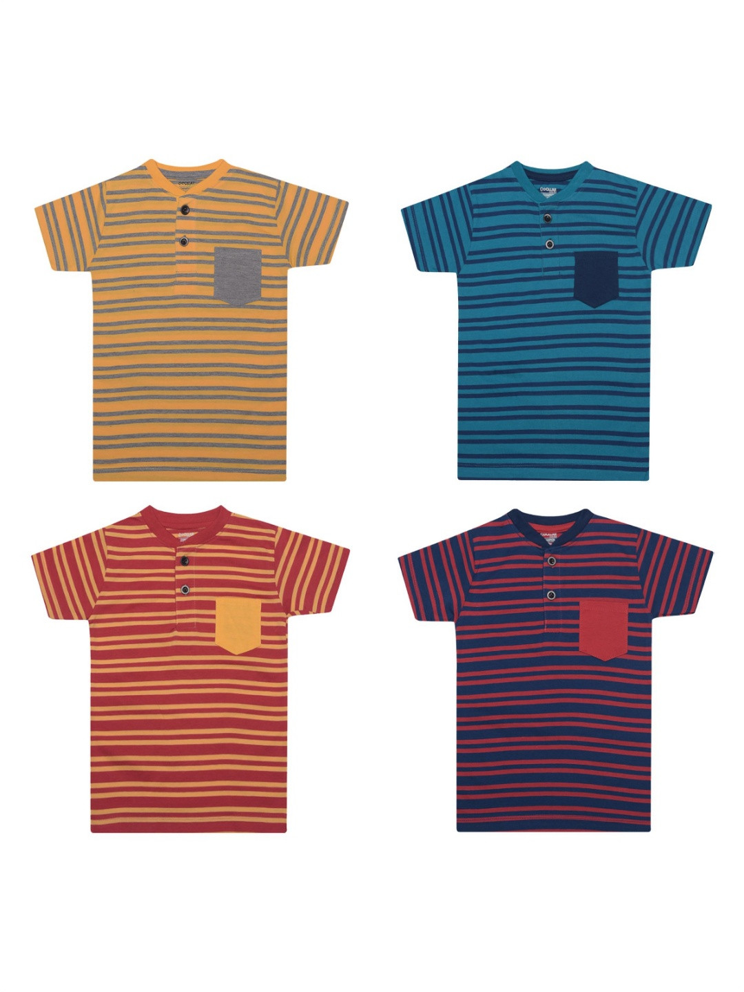 Dollar Champion Kidswear Boys Pack Of 4 Striped Pockets T-shirt