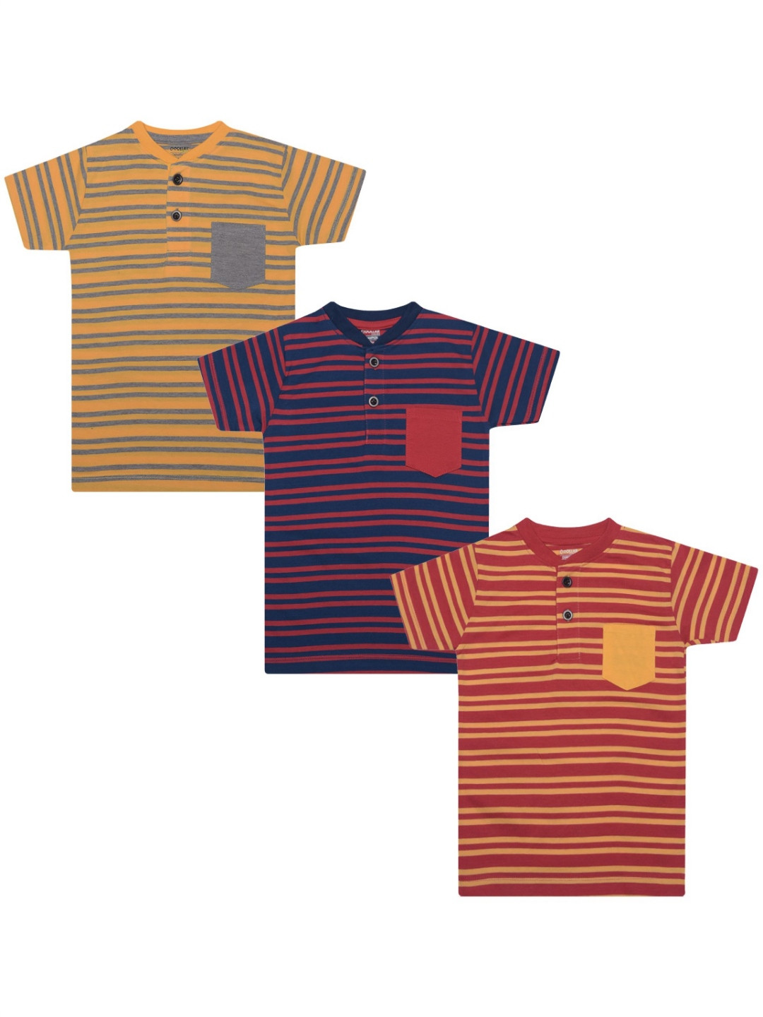 Dollar Champion Kidswear Boys Pack Of 3 Striped Pockets T-shirt