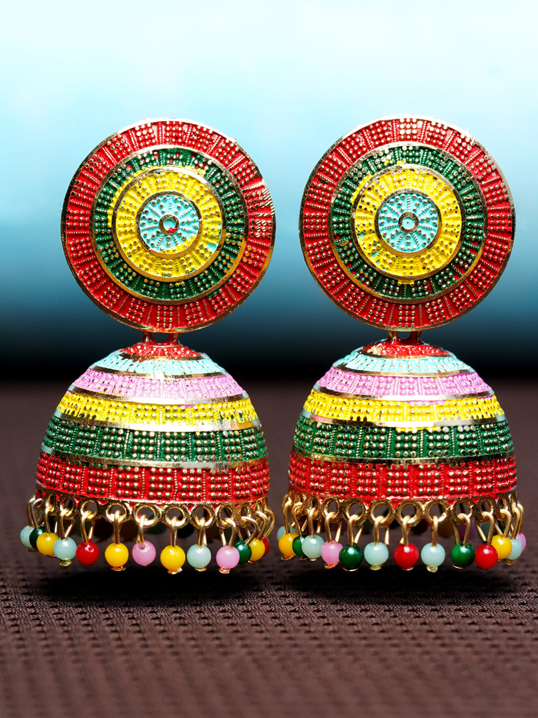 Zoey Silver Plated Beaded Dome Shaped Jhumkas