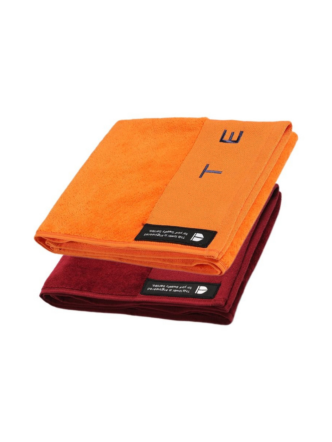 TEGO Orange- Colored & Red 2 Pieces Cotton Anti-Bacterial 550 GSM Hand Towel