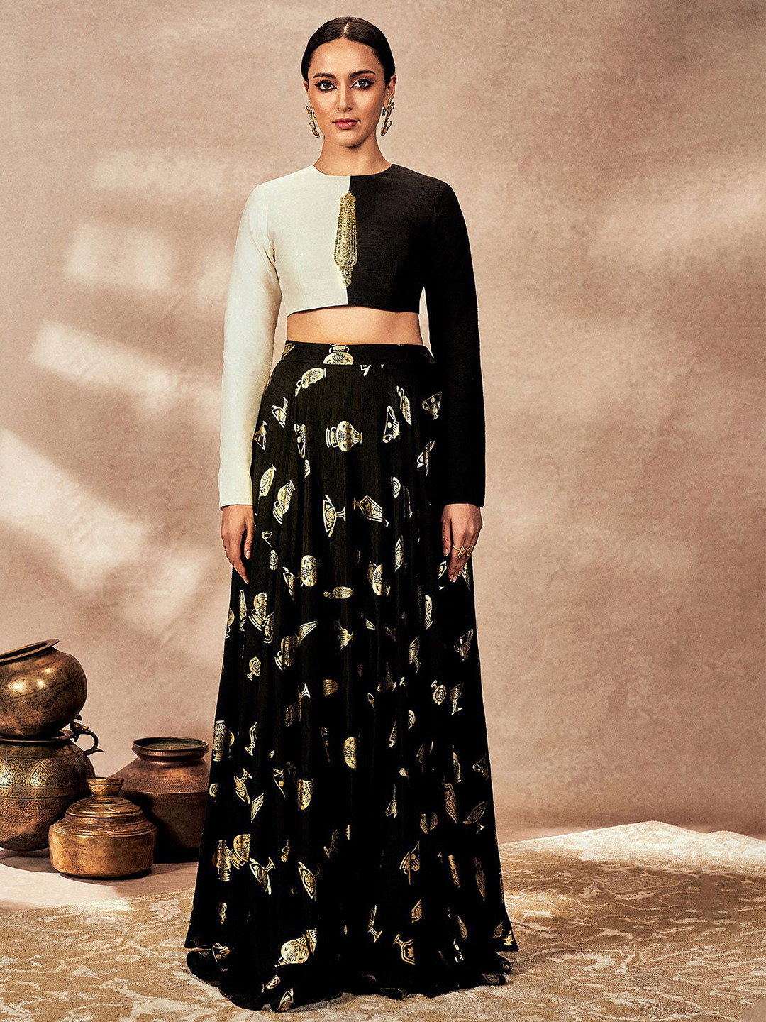 Masaba Potter's Touch Embellished Top With Skirt