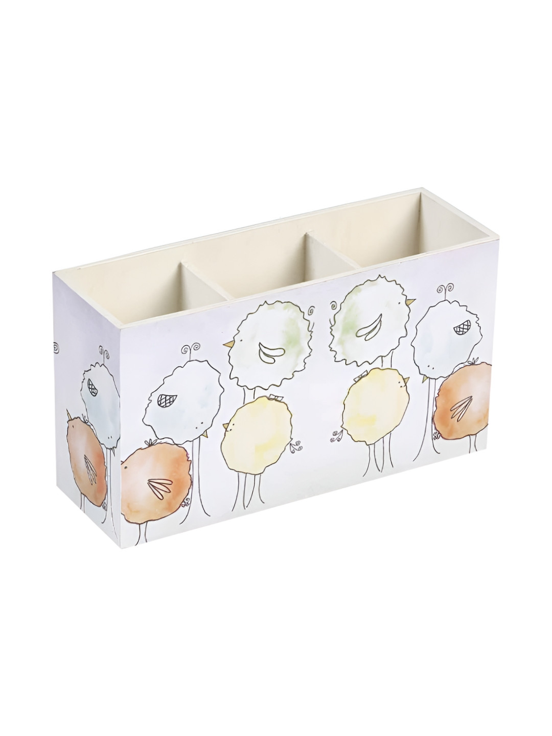 A Tiny Mistake White & Orange Printed Wooden Utility Holder
