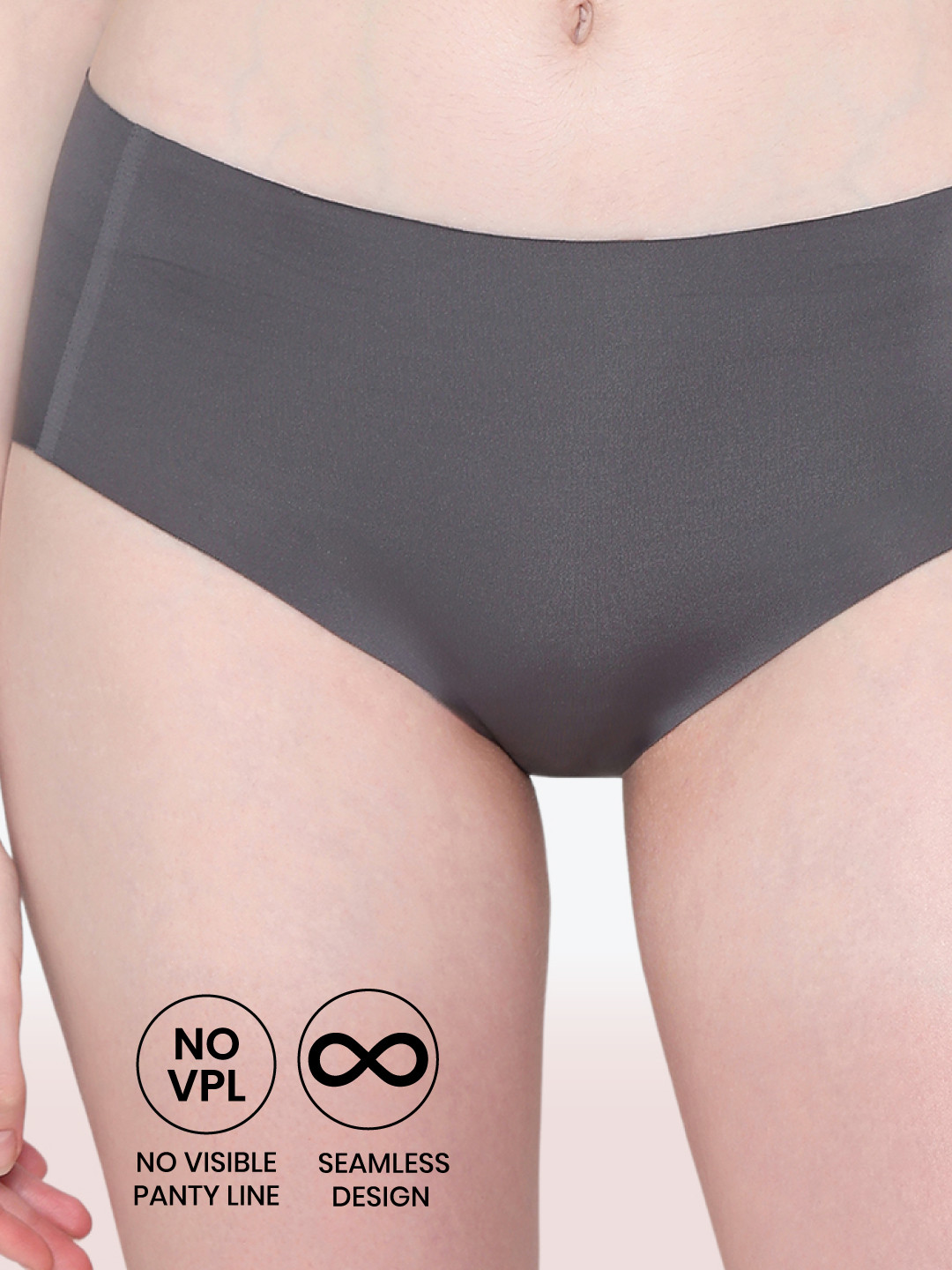 Wacoal Women Invisible Grey Mid-Rise Hipster Brief PI05E01-GY