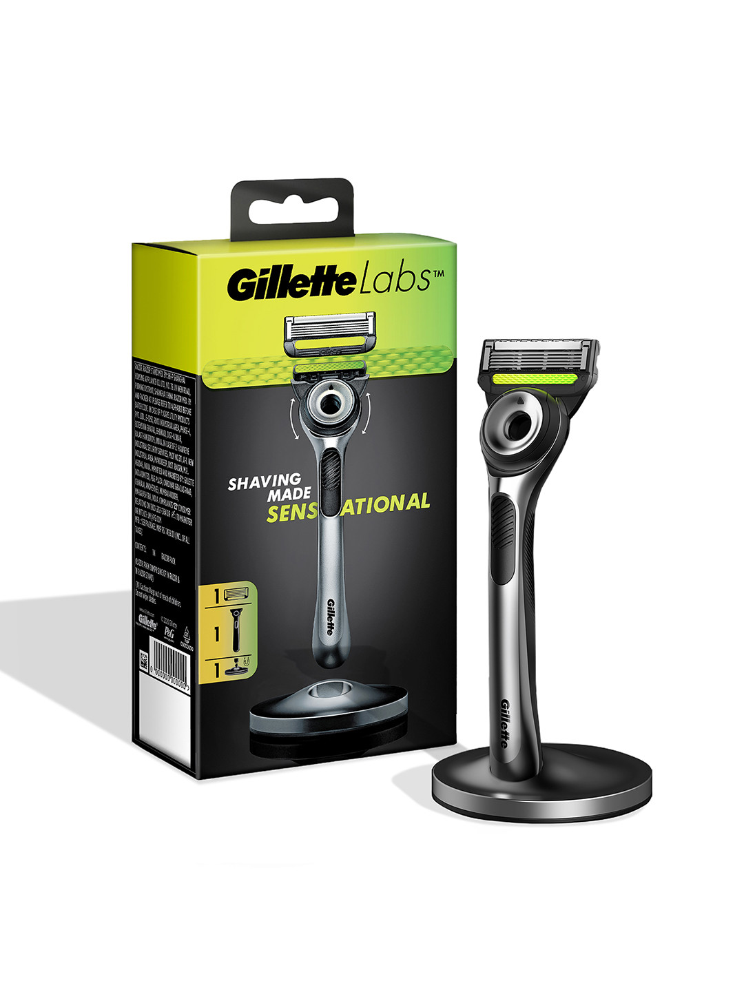 Gillette Labs Razor with 2D Flexdisc & Magnetic Stand - Black & Green