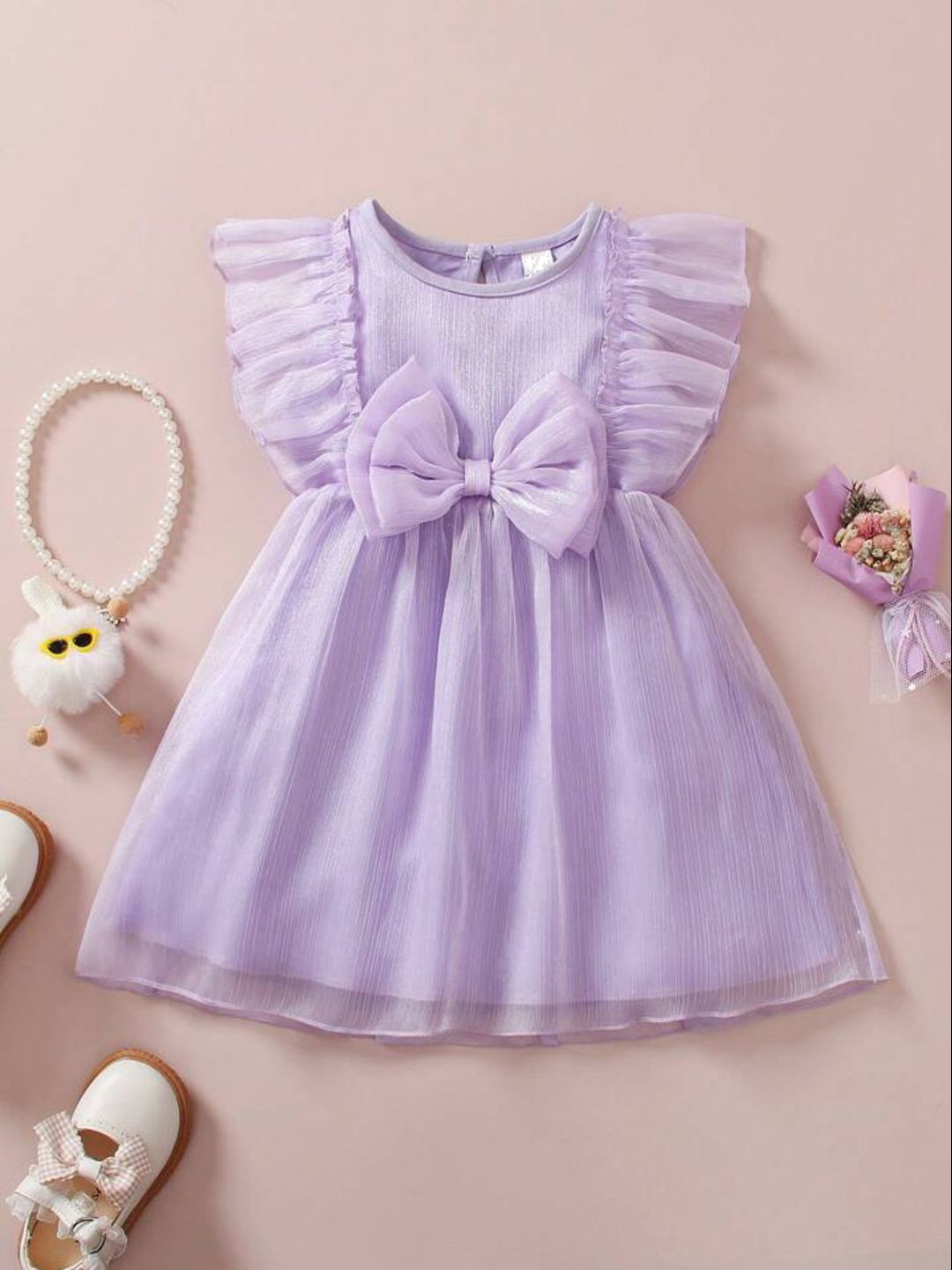 BAESD Flutter Sleeve Tissue Fit & Flare Dress