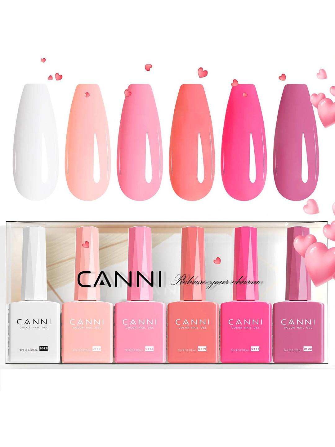 CANNI Hema Free Set Of 6 UV Soak Off Gel Nail Polish - 9ml Each - 2311