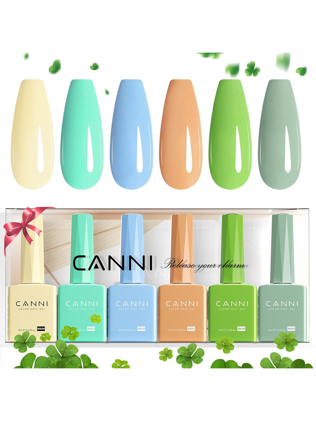 CANNI Set Of 6 UV Soak Off Hema Free Gel Nail Polish 9ml Each