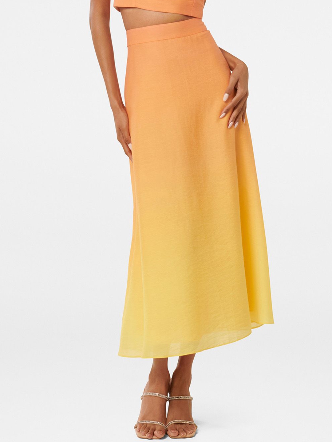 Zara yellow pleated ombre skirt cheap