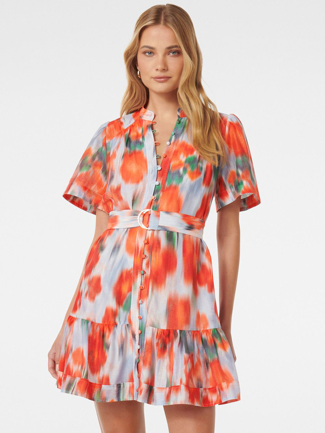 Forever New Tie & Dye Print Fit & Flare Mini Dress