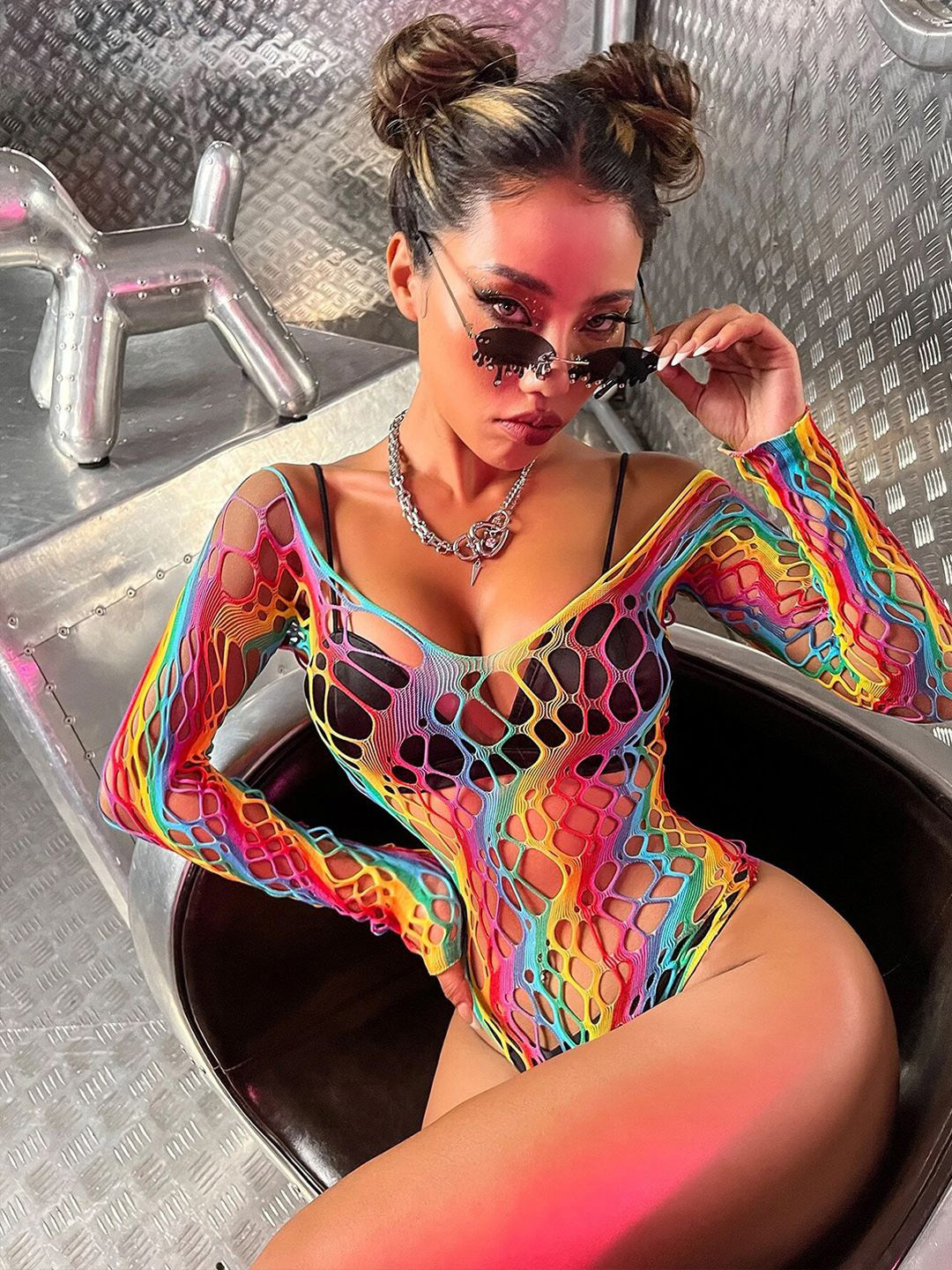 ELTIRE Women Self Design Long Sleeves Mini Swimwear coverup Top