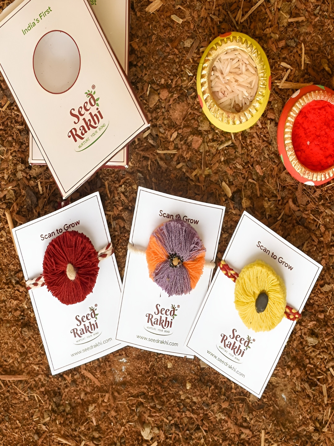 Indigifts Set Of 3 Seed Rakhi Gift Set