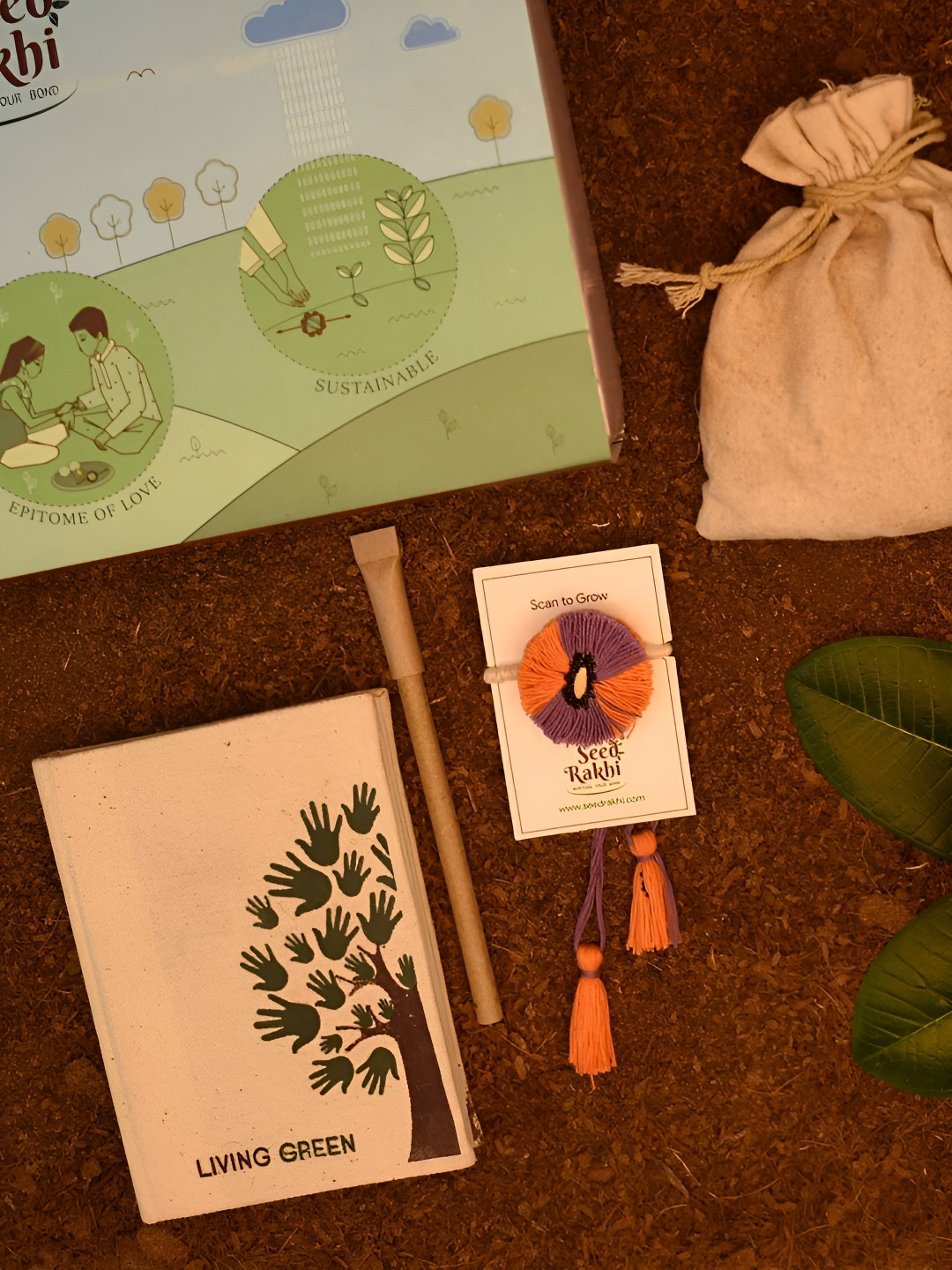 Indigifts Plantable Rakhi With Seed Diary & Pen