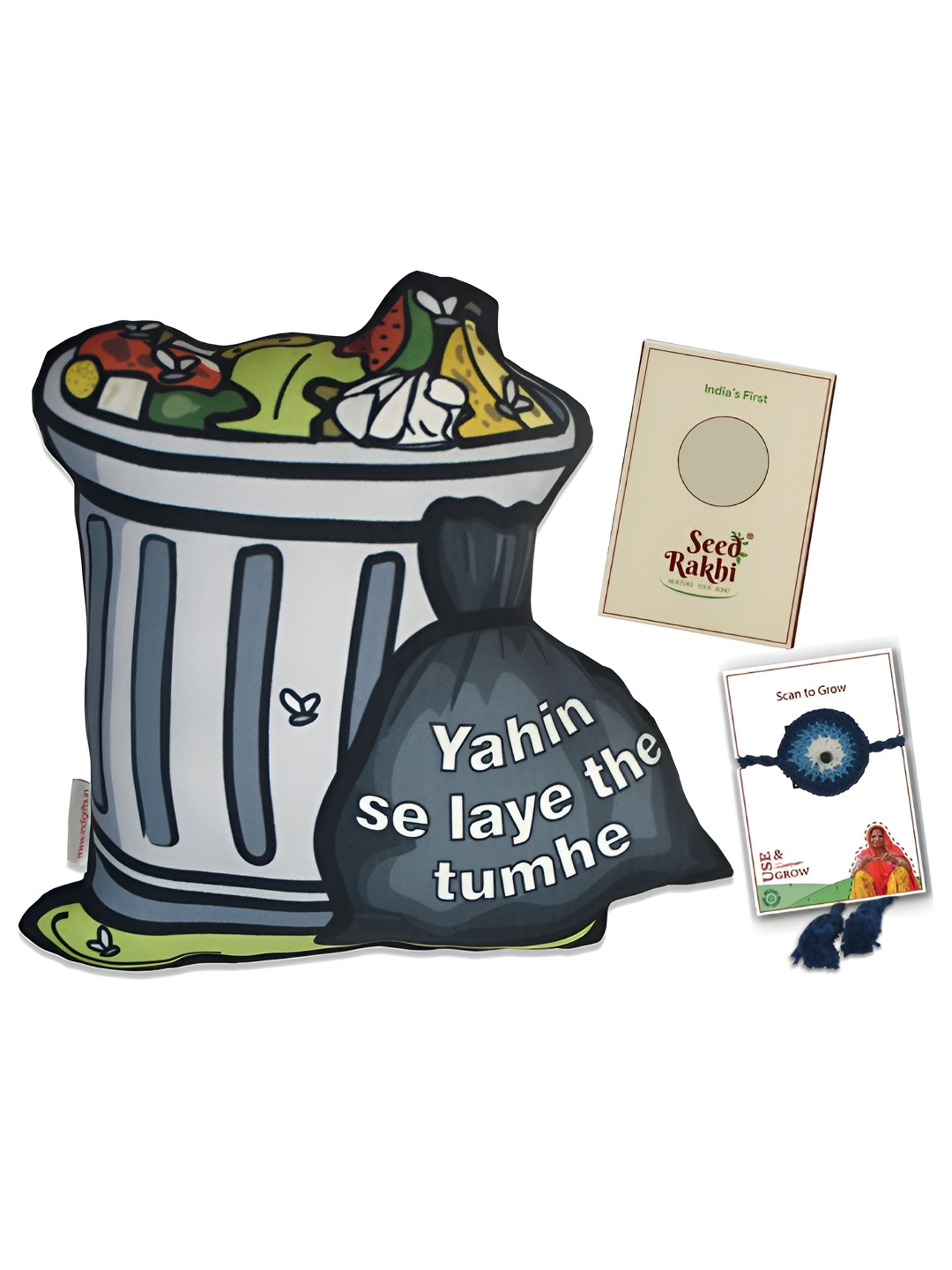 Indigifts Set Of 2 Seed Rakhi With Cushion