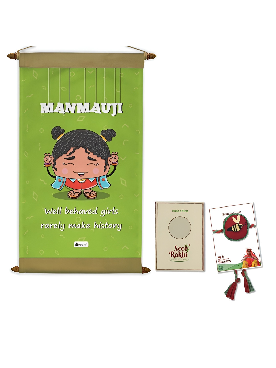 Indigifts Set Of 2 Seed Rakhi With Scroll